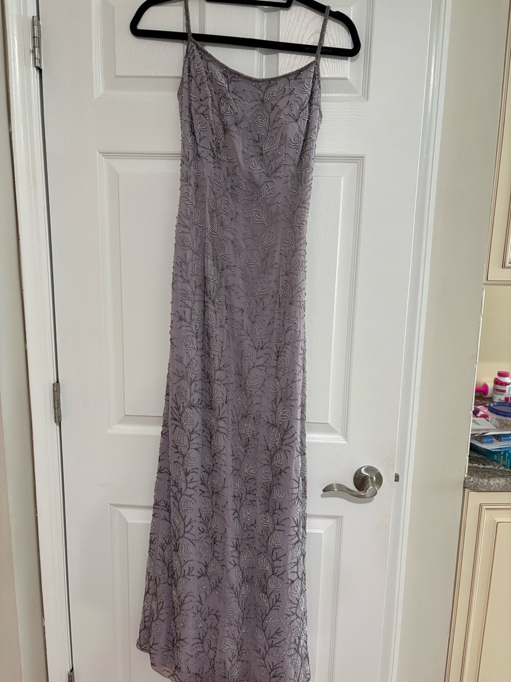 Cache Beaded Lavender-Gray Wedding Dress Overlay